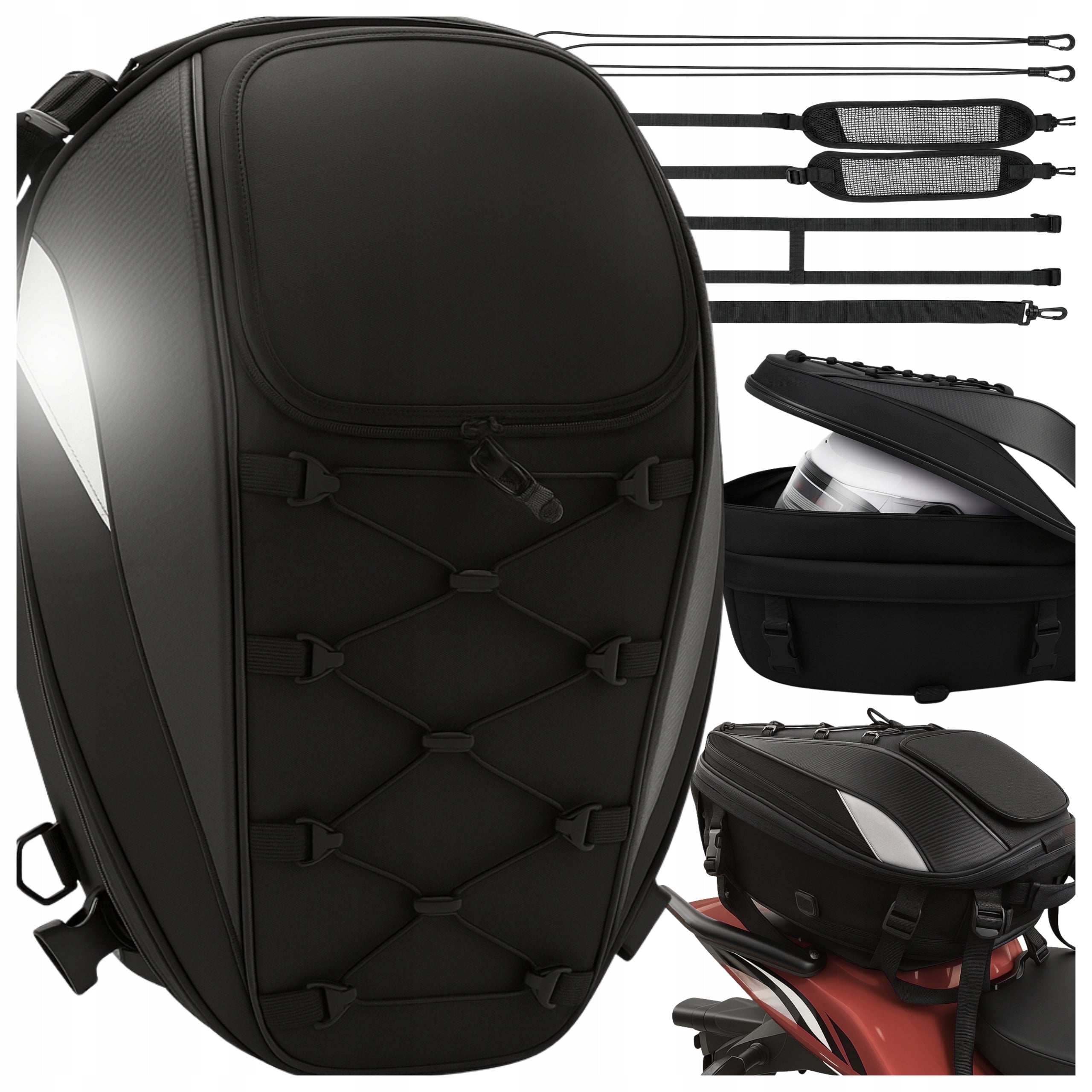 MOTORCYCLE BACKPACK 2in1 HELMET BAG SEAT COVER WATERPROOF MOTO