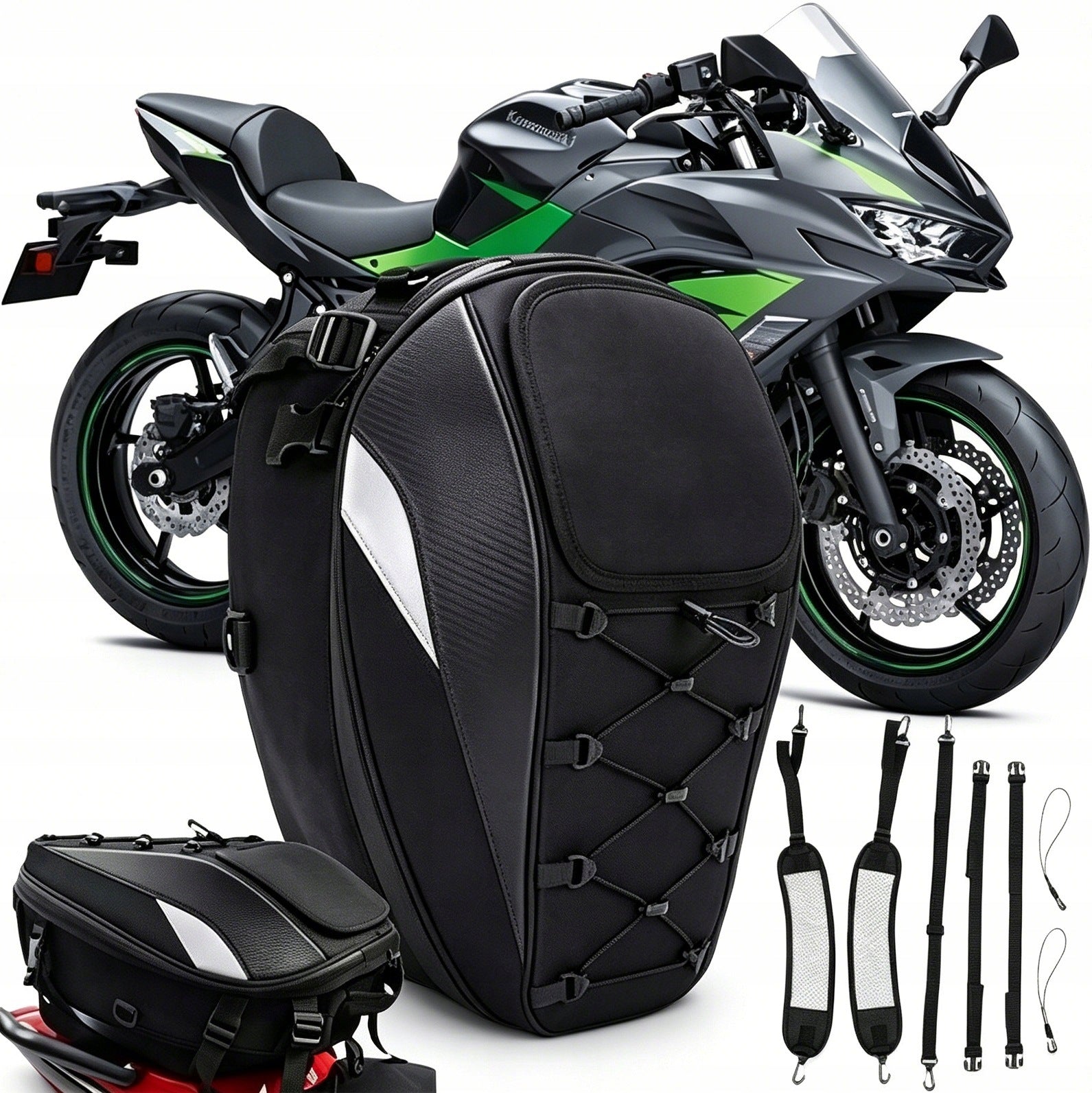 MOTORCYCLE BACKPACK FOR MOTORBIKE 2IN1 HARD WATERPROOF HELMET POUCH BAG