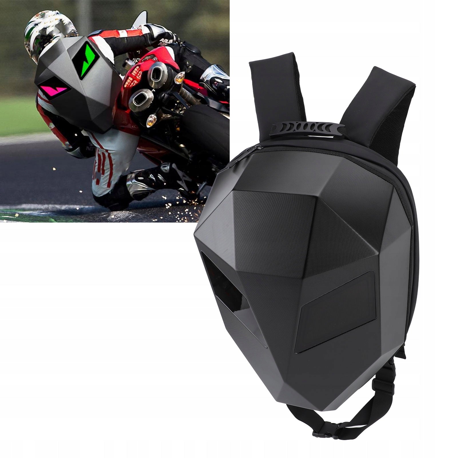 MOTORCYCLE BACKPACK LED FASHIONABLE AND COOL FOR TRAVELING CAMPING 36X18X48 CM