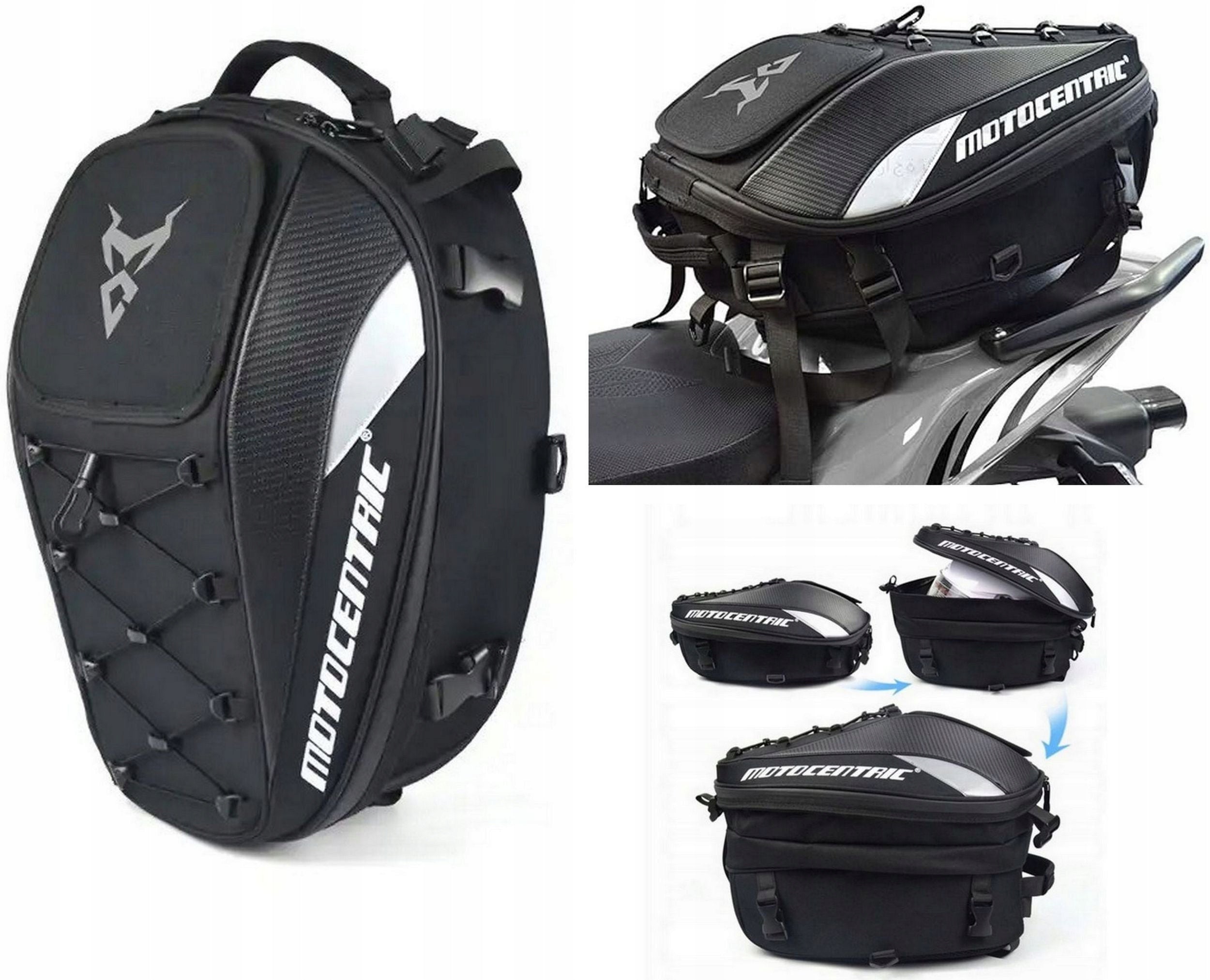 MOTORCYCLE BACKPACK MOTOCENTRIC 2in1 HELMET BAG / SEAT BAG Manufacturer's catalog number MC-02-GY