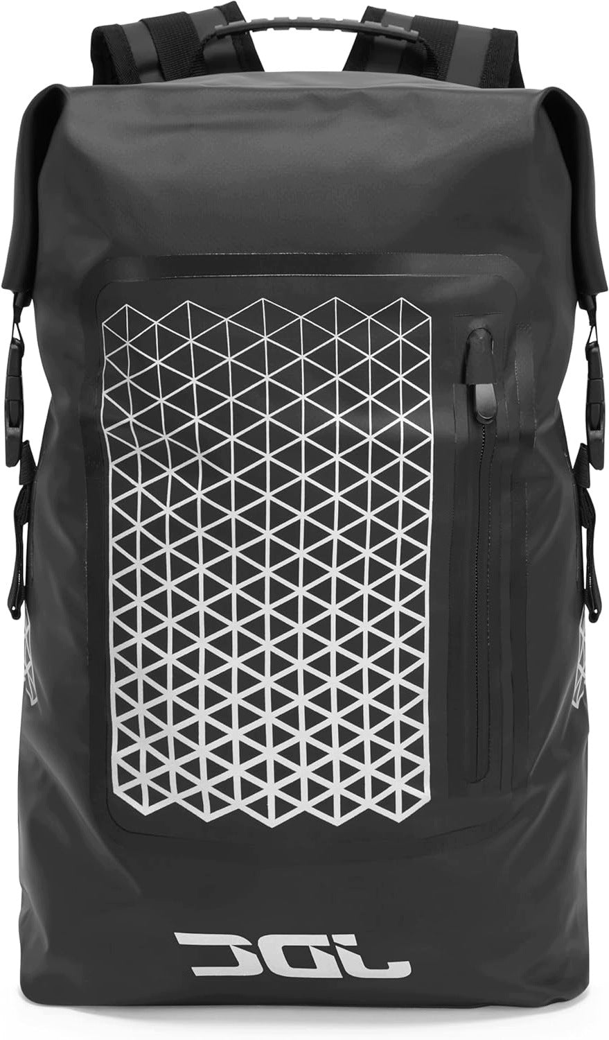 MOTORCYCLE BACKPACK ROLLED DRY BAG 30L WATERPROOF BLACK WITH REFLECTIVE