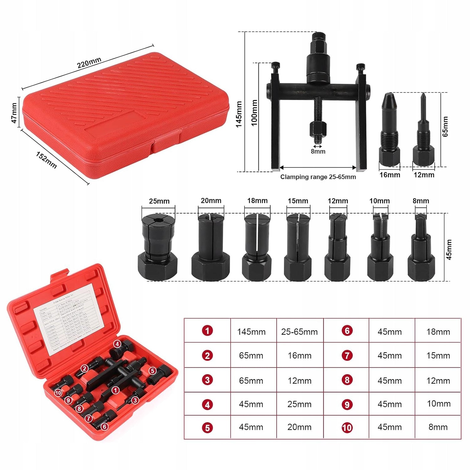 MOTORCYCLE BEARING PULLER KIT FOR PULLING BEARINGINTERNAL PARTS EAN (GTIN) 6979037100066