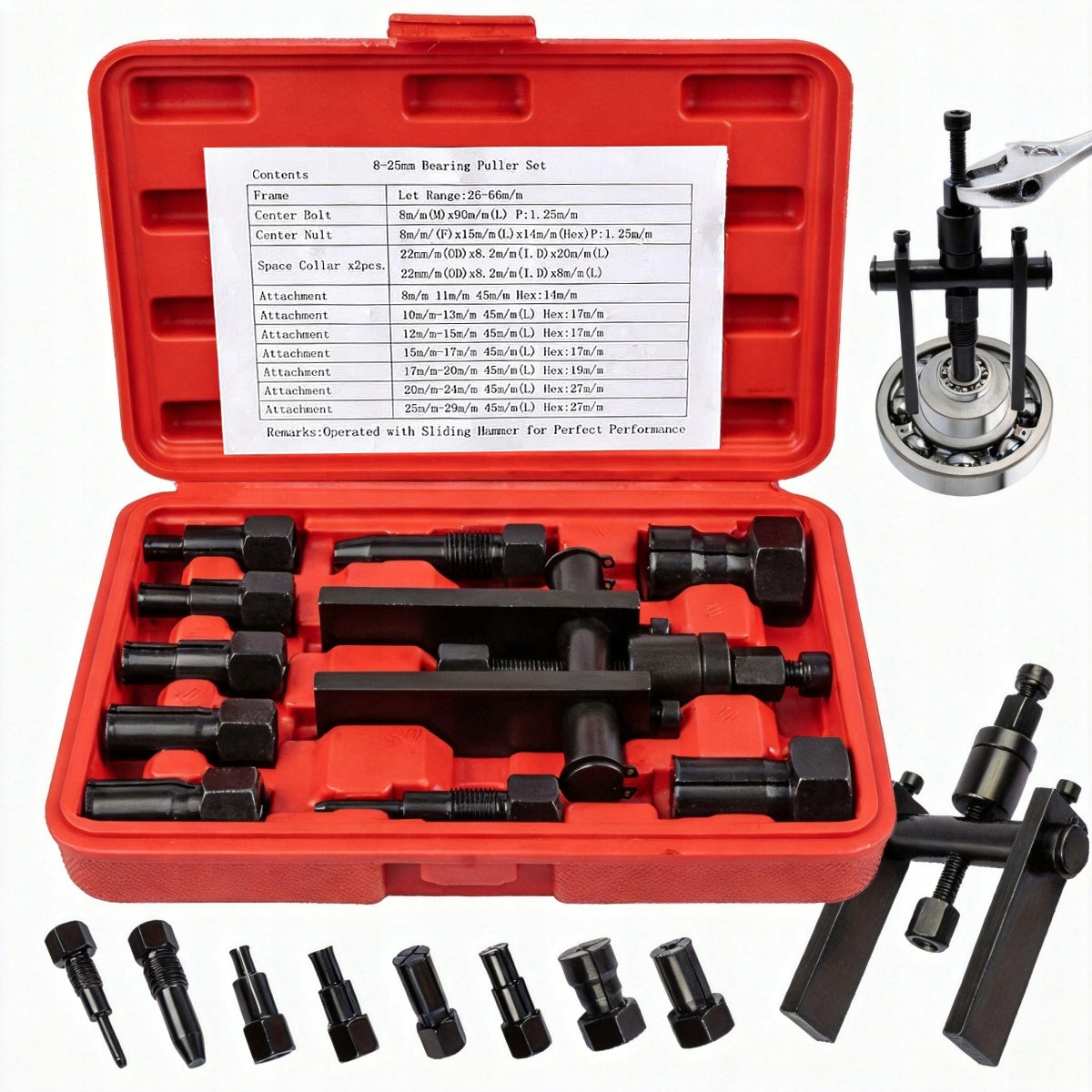 MOTORCYCLE BEARING PULLER KIT FOR PULLING BEARINGINTERNAL PARTS Packaging status original