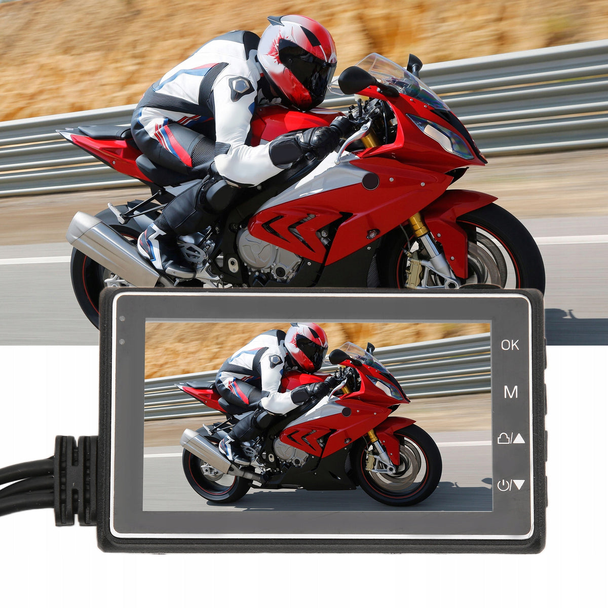 MOTORCYCLE DVR FRONT AND REAR DUAL CAMERA 1080P+720P HD Packaging status original