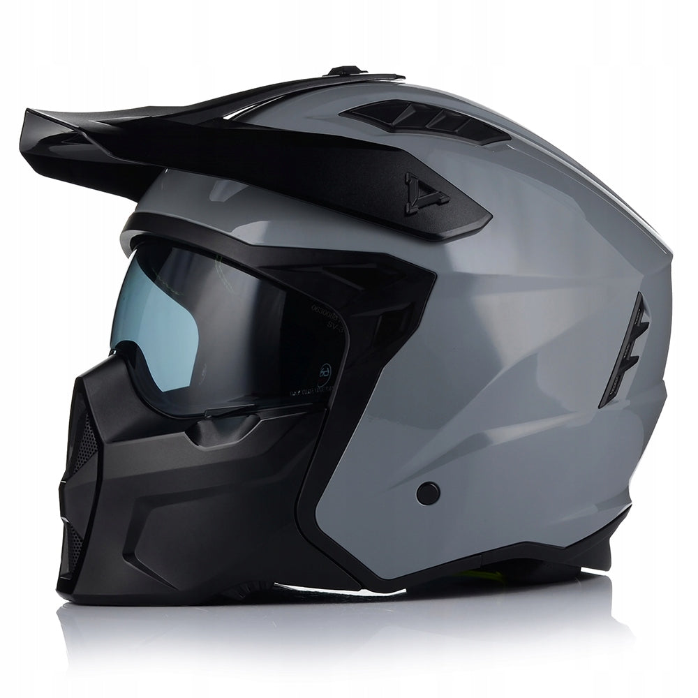 MOTORCYCLE HELMET 4in1 VITO PREDATOR GREY DETACHABLE JAW + VISOR + BLEND Packaging status original