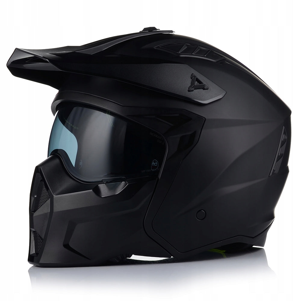 MOTORCYCLE HELMET 4in1 VITO PREDATOR MATT DETACHABLE JAW + VISOR +3x GLASS Packaging status original