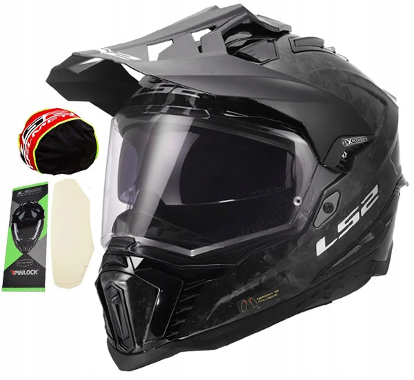 MOTORCYCLE HELMET ADVENTURE LS2 MX701 EXPLORER C FORGED CARBON XS