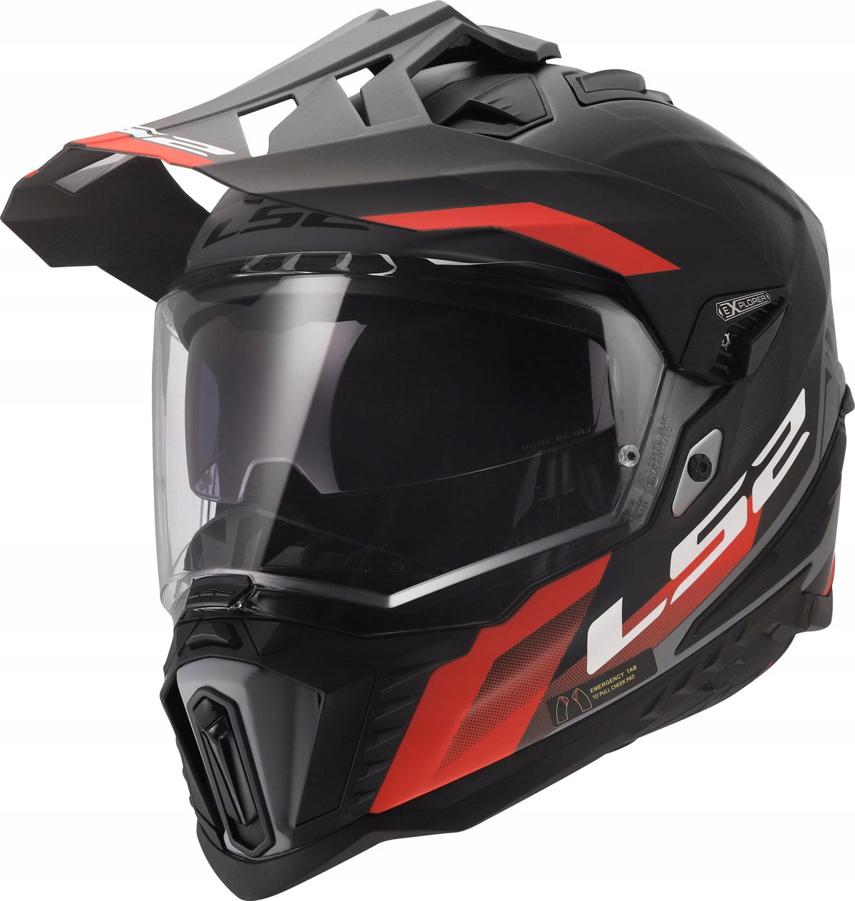 MOTORCYCLE HELMET ADVENTURE LS2 MX701 EXPLORER HEXA BLACK RED GREY XS Manufacturer LS2