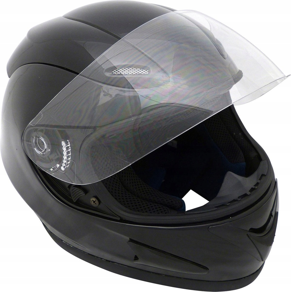 MOTORCYCLE HELMET BLACK FOR SCOOTER MOTORBIKE WITH GLASS M