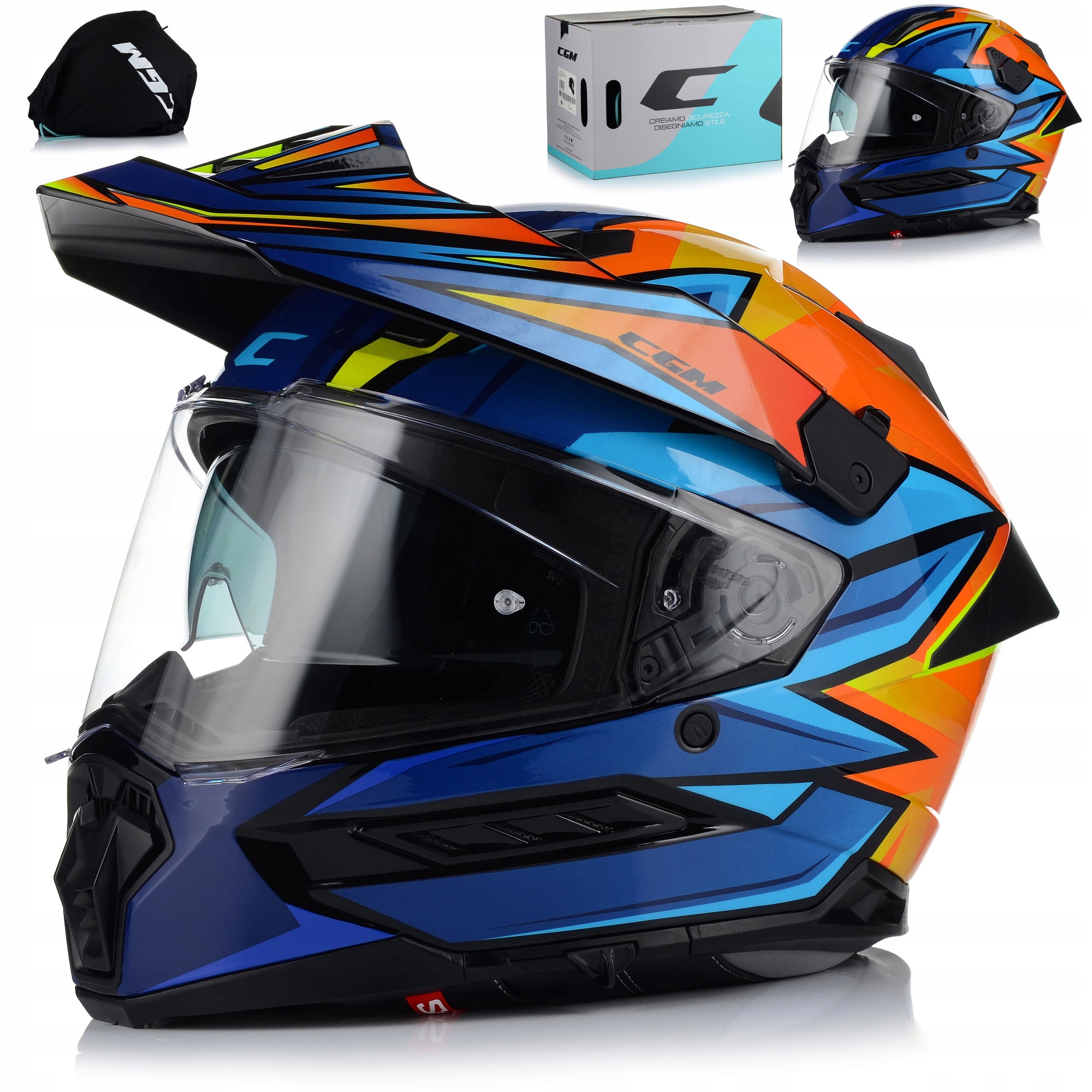 MOTORCYCLE HELMET CGM 366 ENDURO CROSS QUAD ATV + GLASS + BLEND + VISOR