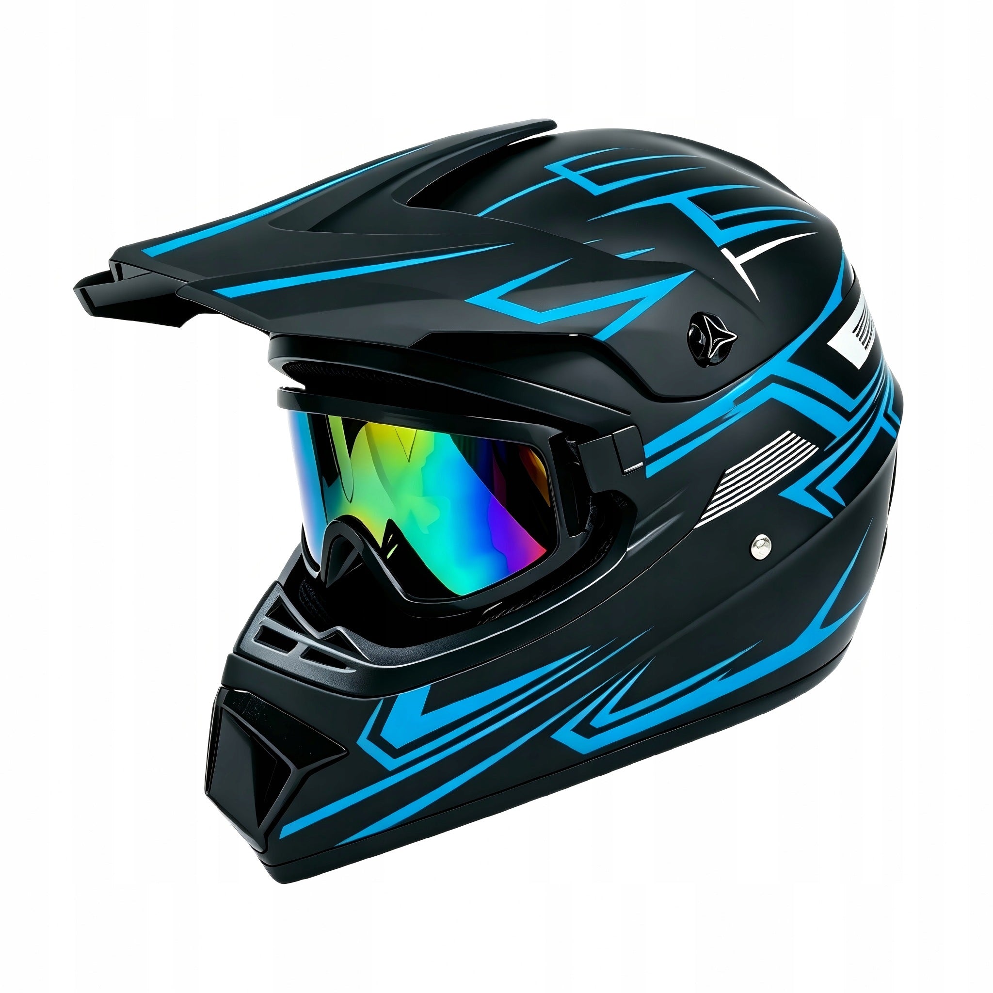 MOTORCYCLE HELMET CROSS LIGHT ENDURO + GOGGLES SIZE S (53-54 CM) Packaging status original