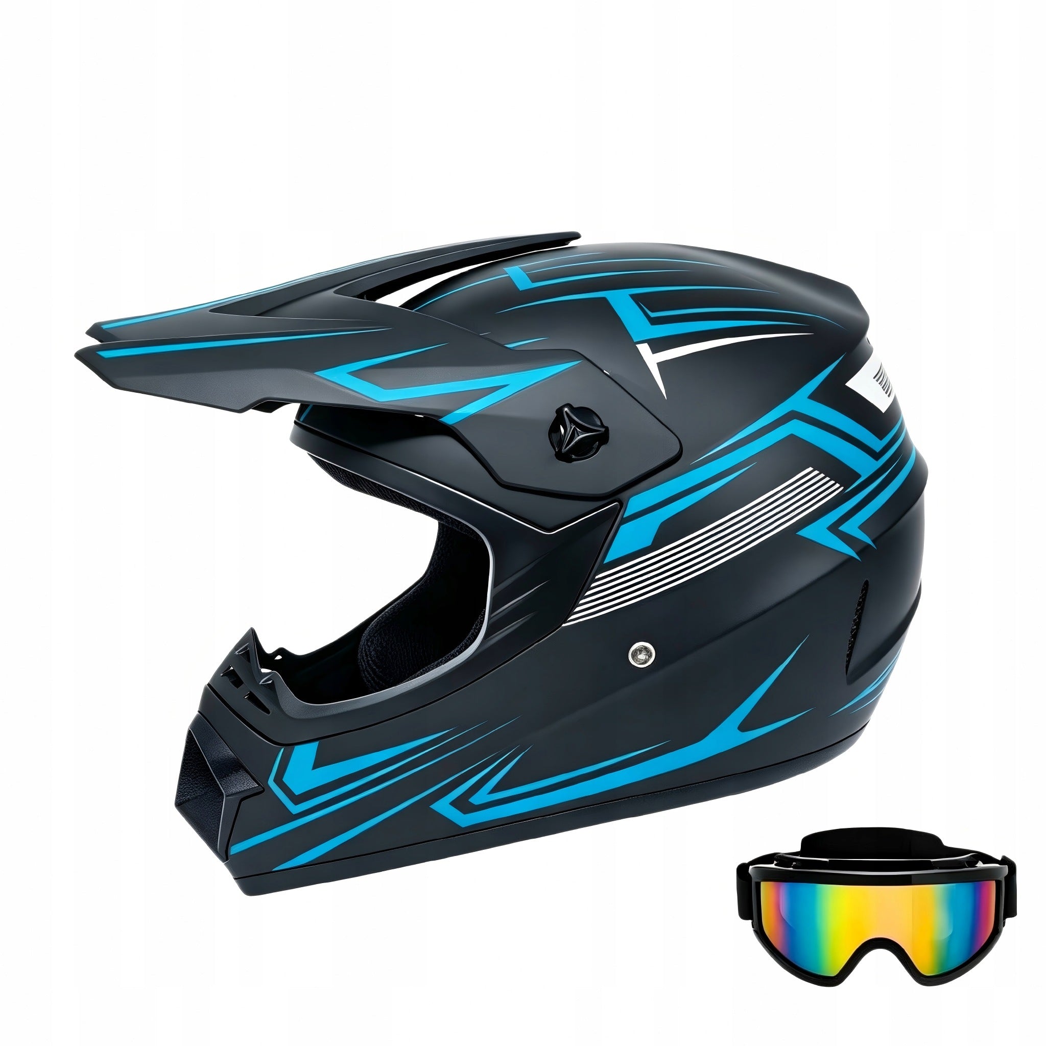 MOTORCYCLE HELMET CROSS LIGHT ENDURO + GOGGLES SIZE S (53-54 CM)