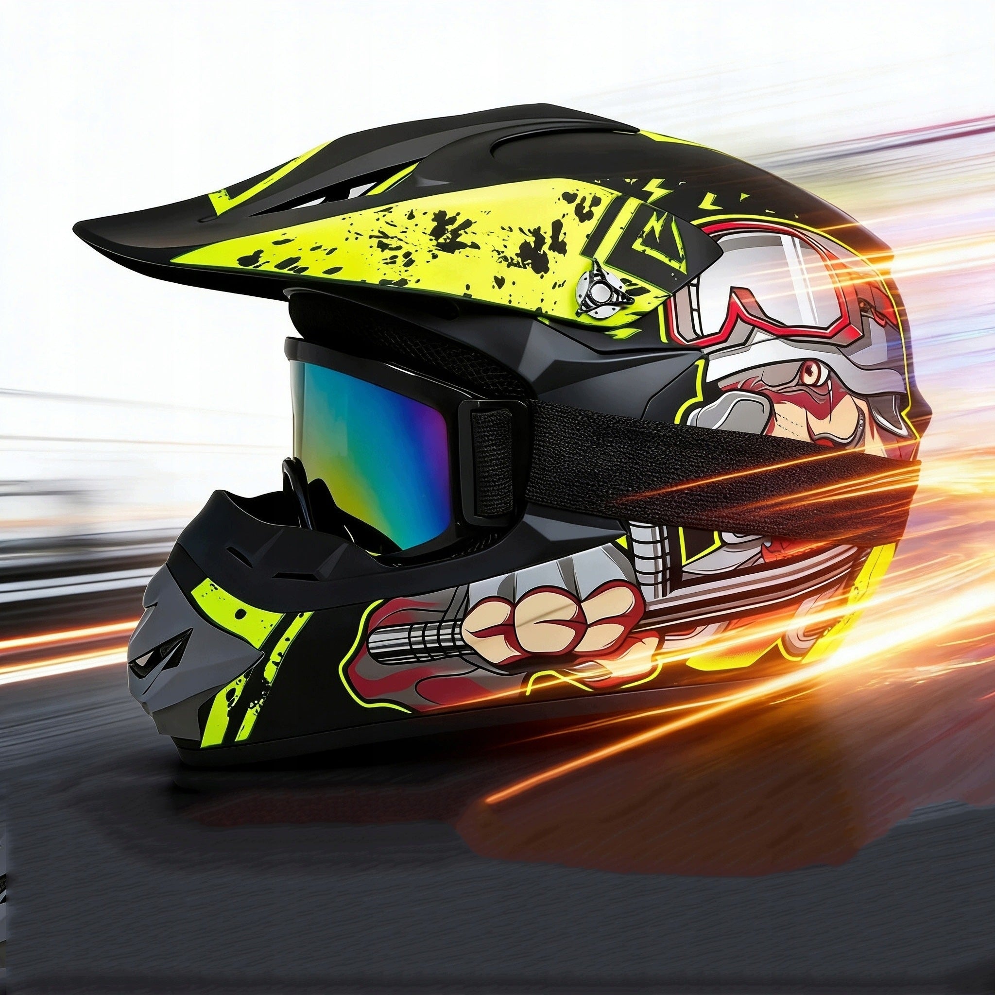 MOTORCYCLE HELMET CROSS LIGHT ENDURO QUAD + GOGGLES + GLOVES MASK X Packaging status original