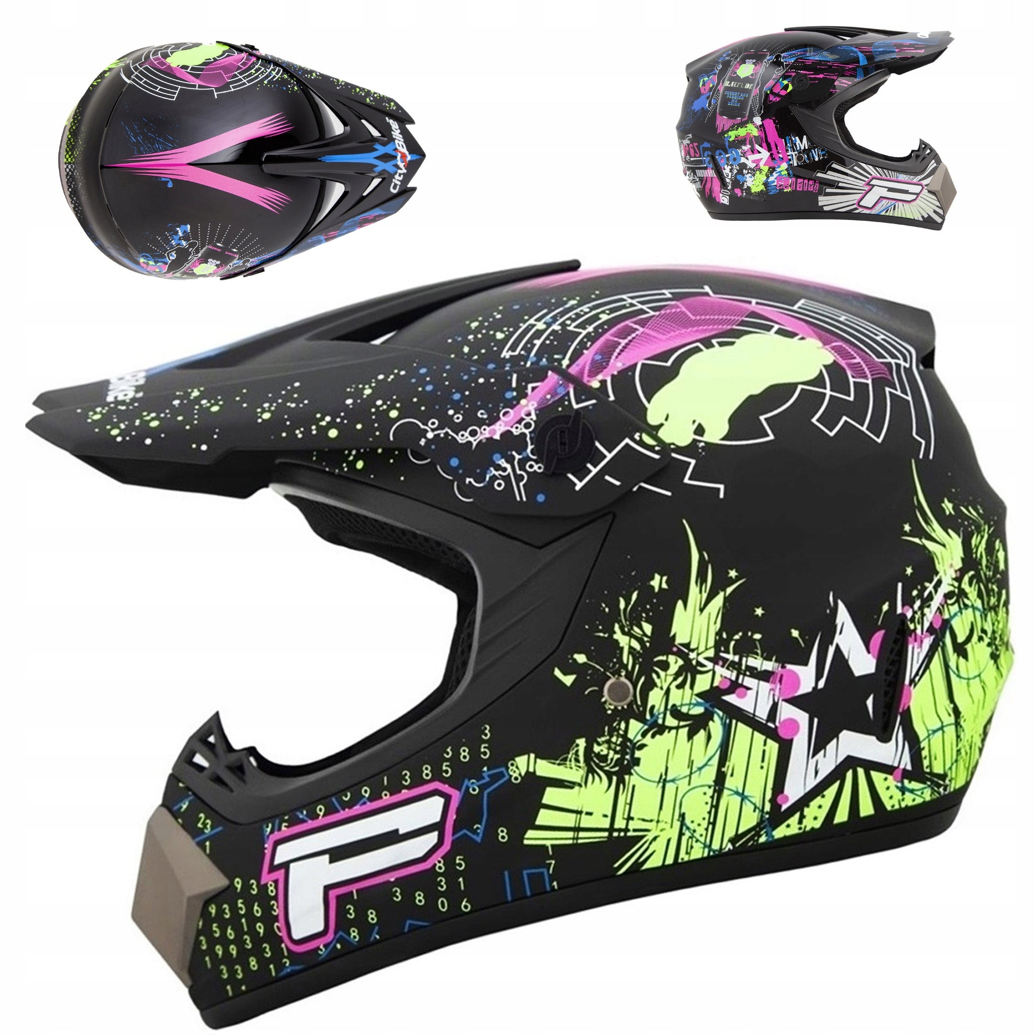 MOTORCYCLE HELMET CROSS ON ENDURO QUAD PITBIKE ATV BIKE BMX SCOOTER L