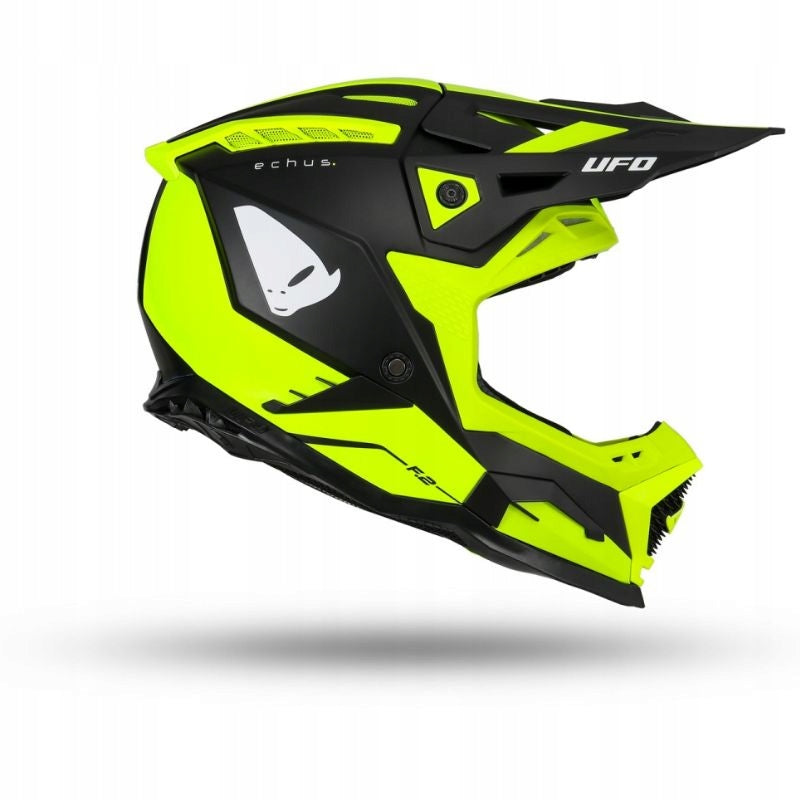 MOTORCYCLE HELMET ECHUS UFO CROSS QUAD ENDURO OFFROAD BLACK YELLOW FLUO L