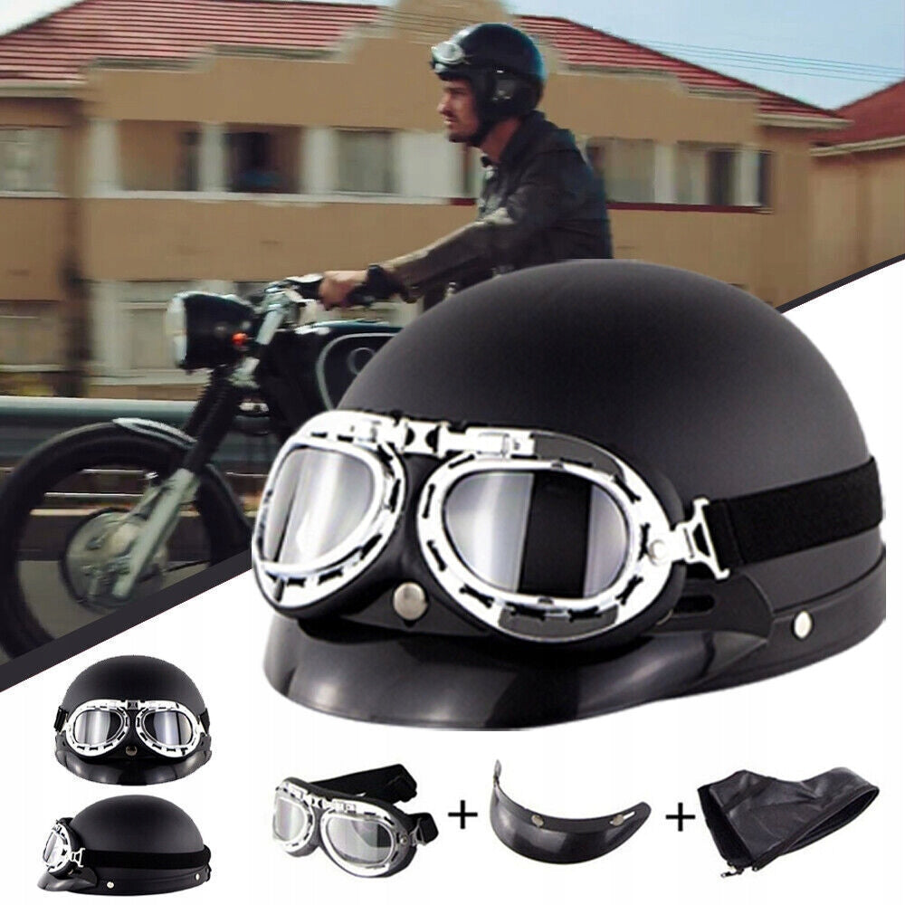 MOTORCYCLE HELMET ELECTRIC BICYCLE WITH DETACHABLE VISOR 54-60CM + GOGGLES Size universal