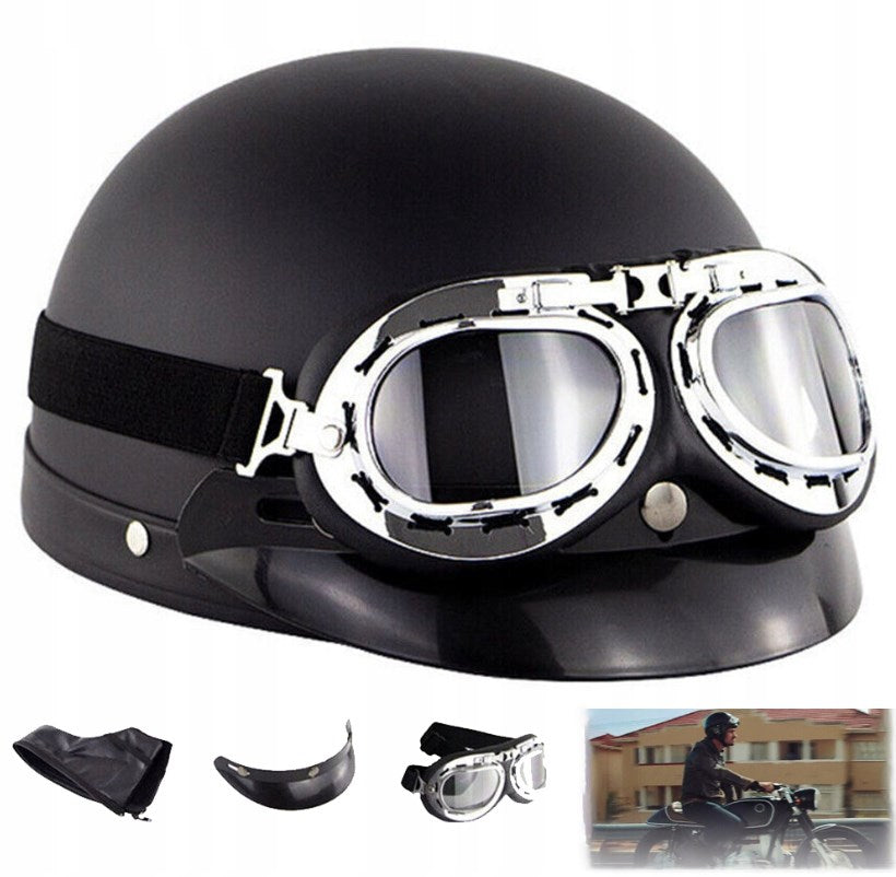 MOTORCYCLE HELMET ELECTRIC BICYCLE WITH DETACHABLE VISOR 54-60CM + GOGGLES