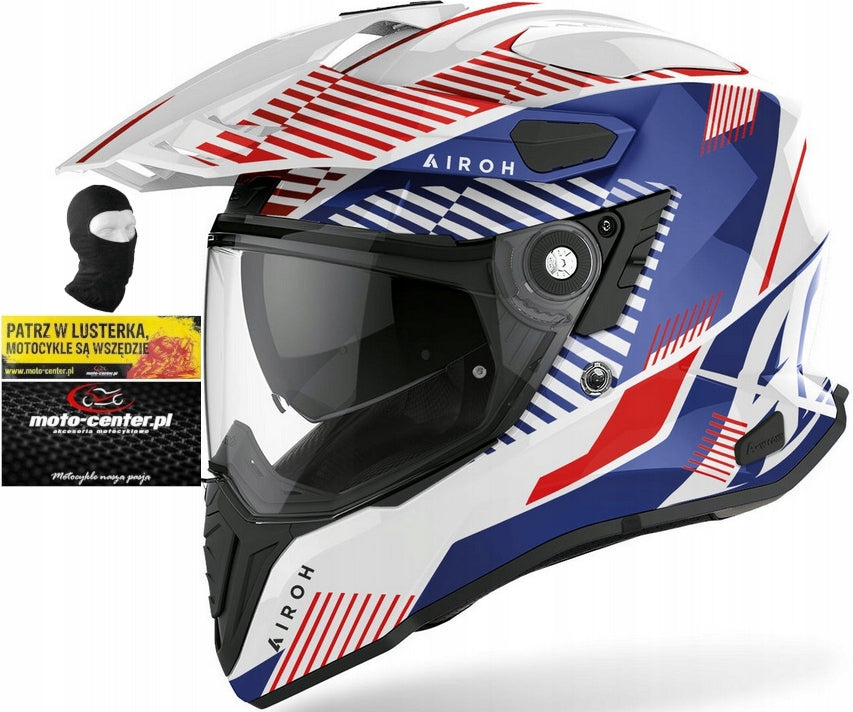 MOTORCYCLE HELMET ENDURO ADV AIROH COMMANDER BOOST WHITE/BLUE r.S 3xGRATIS