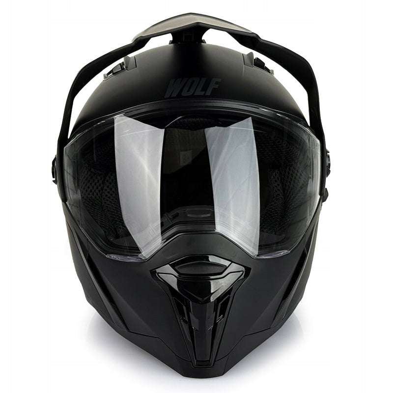 MOTORCYCLE HELMET ENDURO FULL FACE WITH VISOR WOLF CHAMP BLACK MAT M Manufacturer Wolf