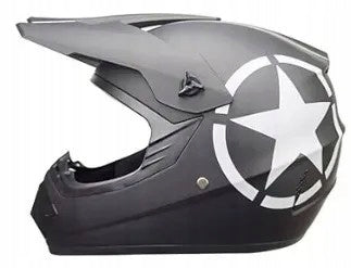 MOTORCYCLE HELMET FOR CROSS QUADA MOTOR LIGHT BLACK STAR DIFFERENT SIZES Packaging status original