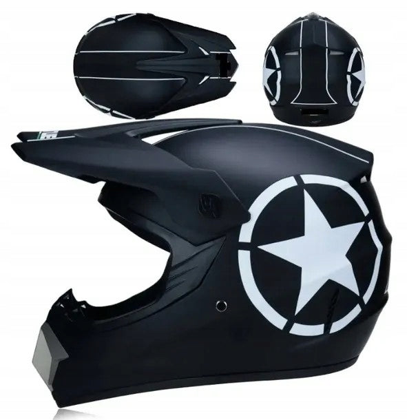 MOTORCYCLE HELMET FOR CROSS QUADA MOTOR LIGHT BLACK STAR DIFFERENT SIZES