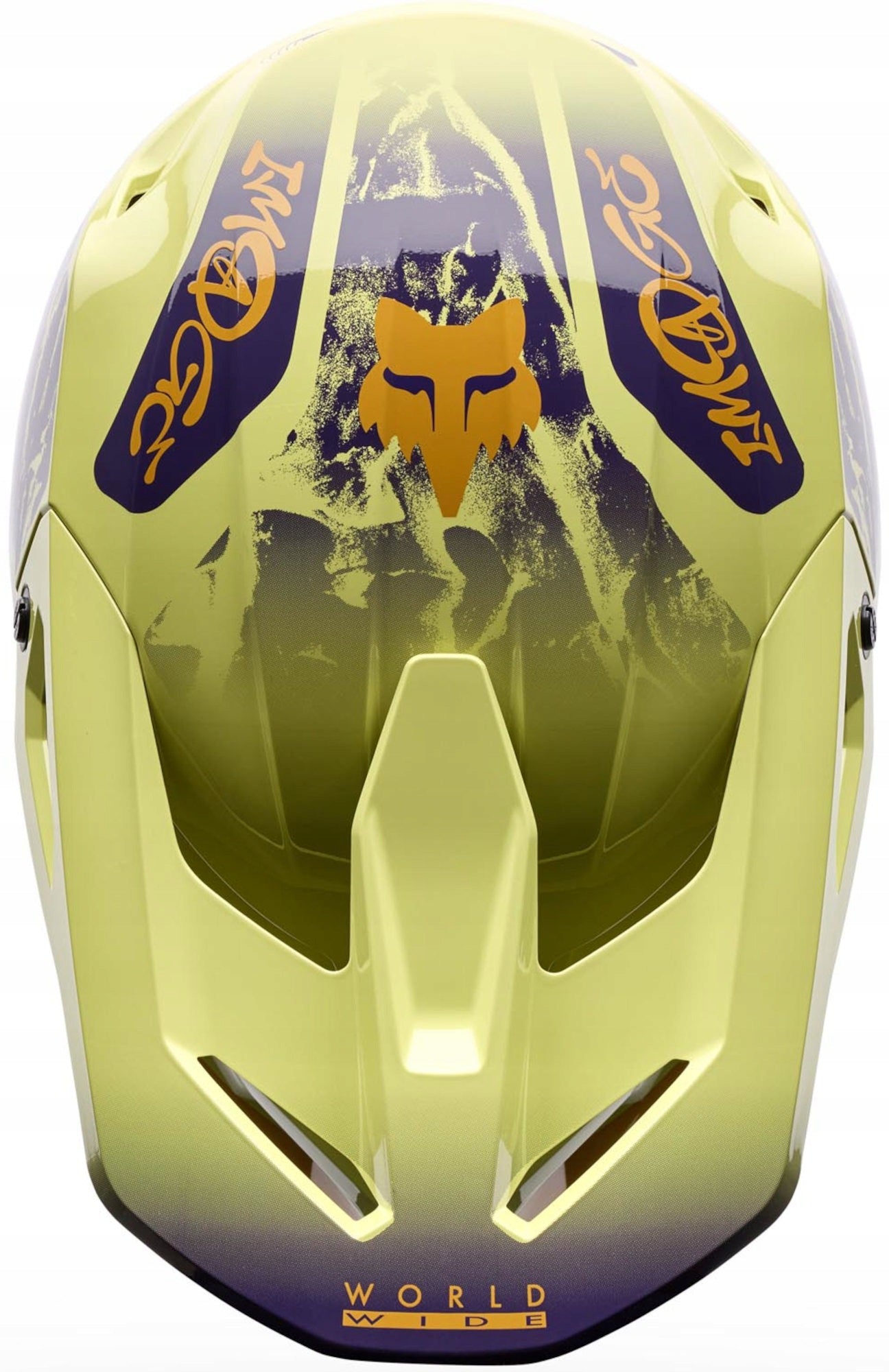 MOTORCYCLE HELMET FOX V1 IMAGE PRINT PURPLE YELLOW M