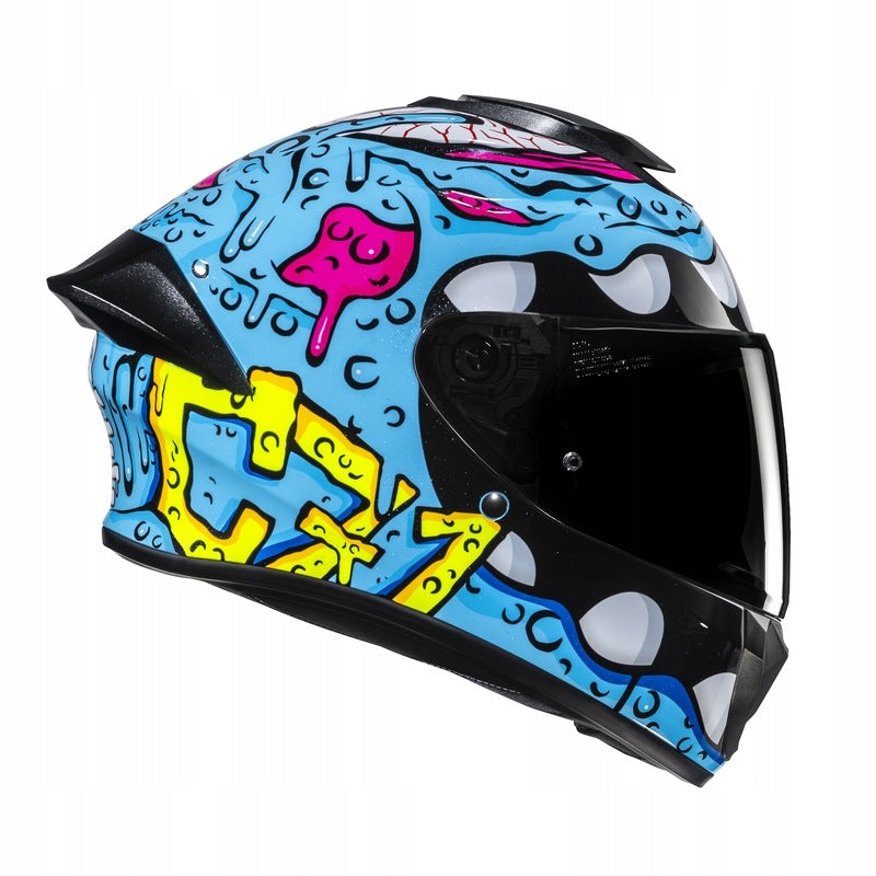 MOTORCYCLE HELMET HJC C71 SQUEEZE BLUE YELLOW (XS) Size XS