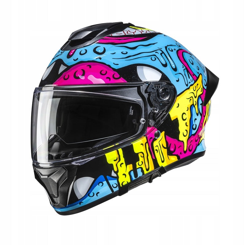 MOTORCYCLE HELMET HJC C71 SQUEEZE BLUE YELLOW (XS)