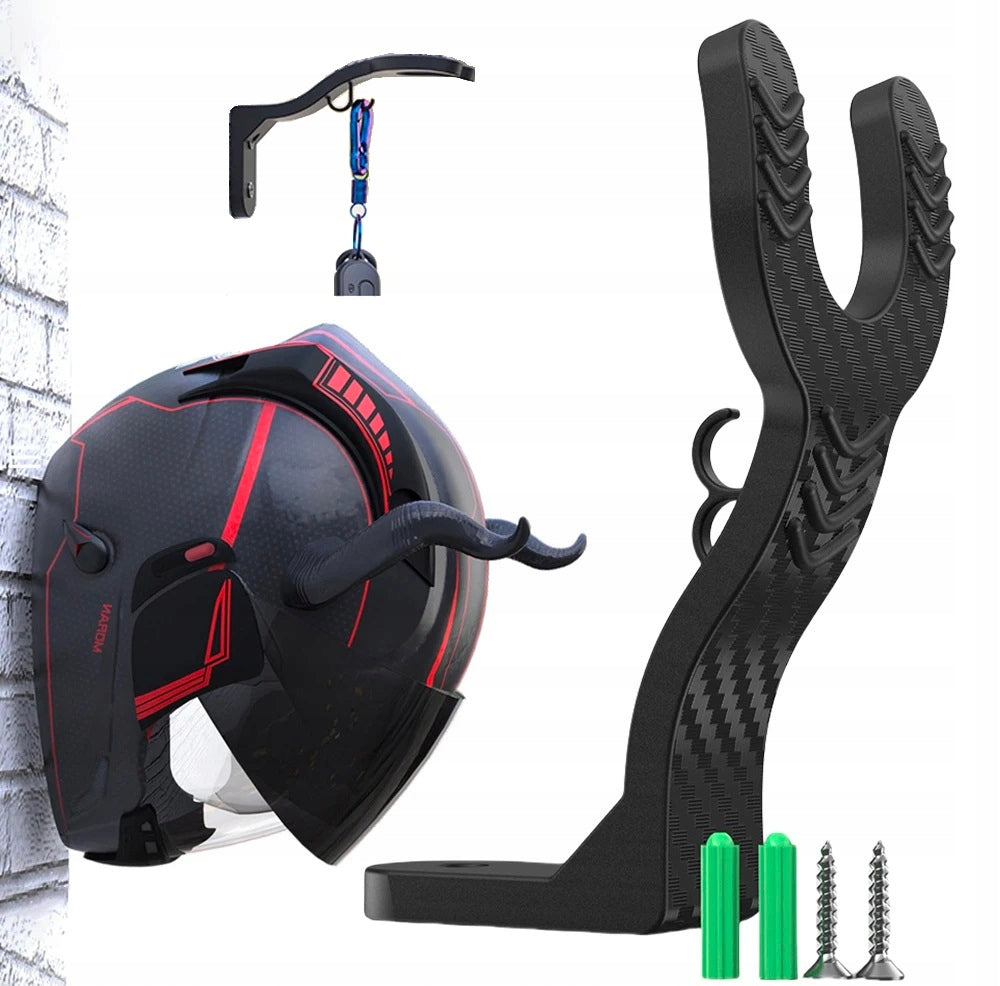 MOTORCYCLE HELMET HOOK WALL MOUNT WITH KEY HOOK