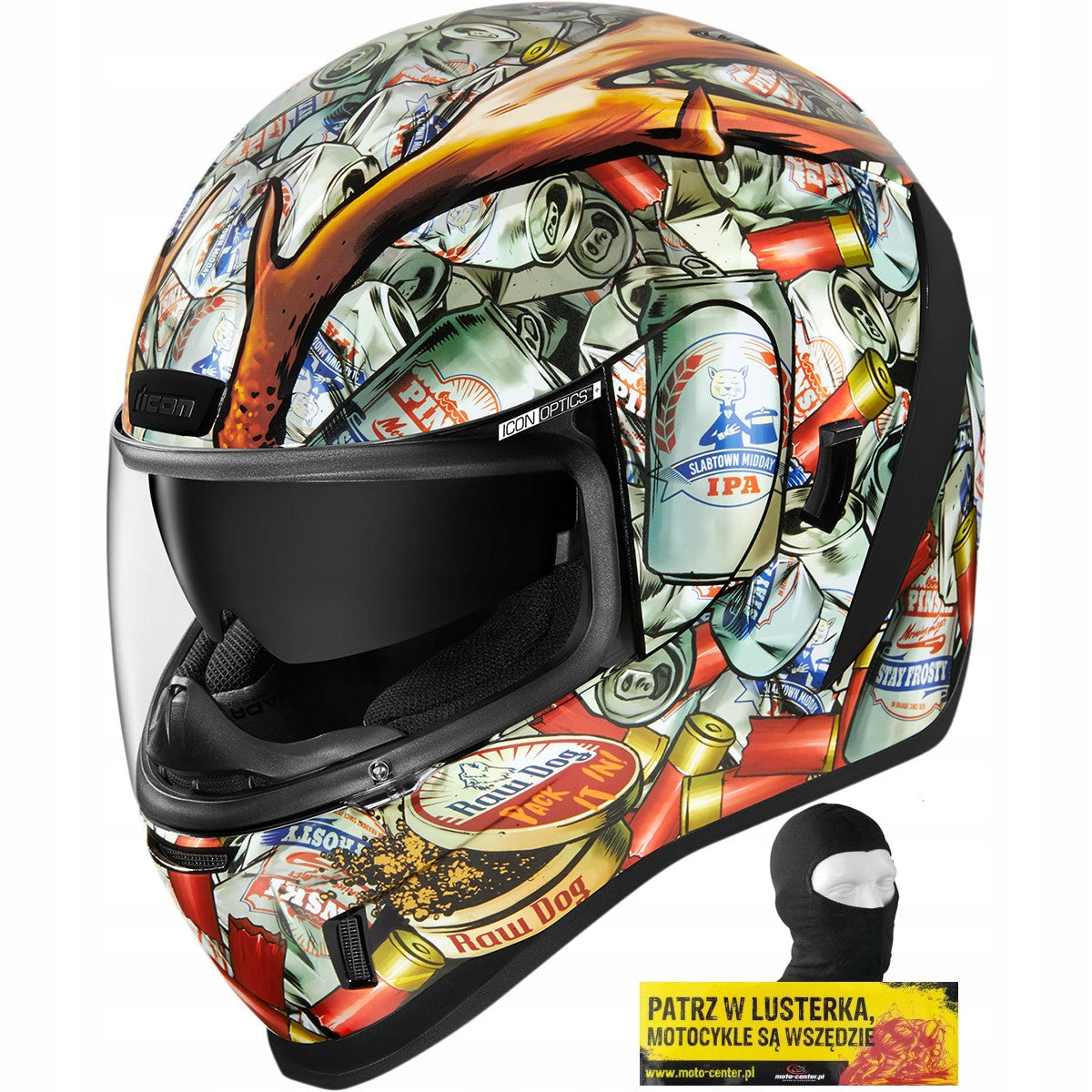 MOTORCYCLE HELMET ICON AIRFORM BUCKFEVER DOT ECE 3xGRATIS r.L