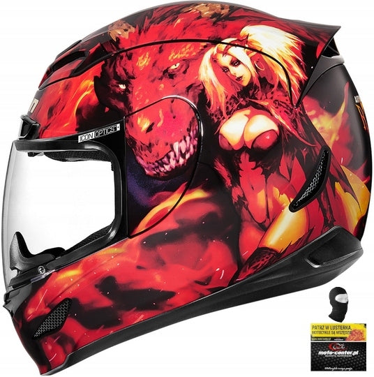 MOTORCYCLE HELMET ICON AIRMADA AZRAEL RED DOT ECE 22.05 FREEBIES r.S