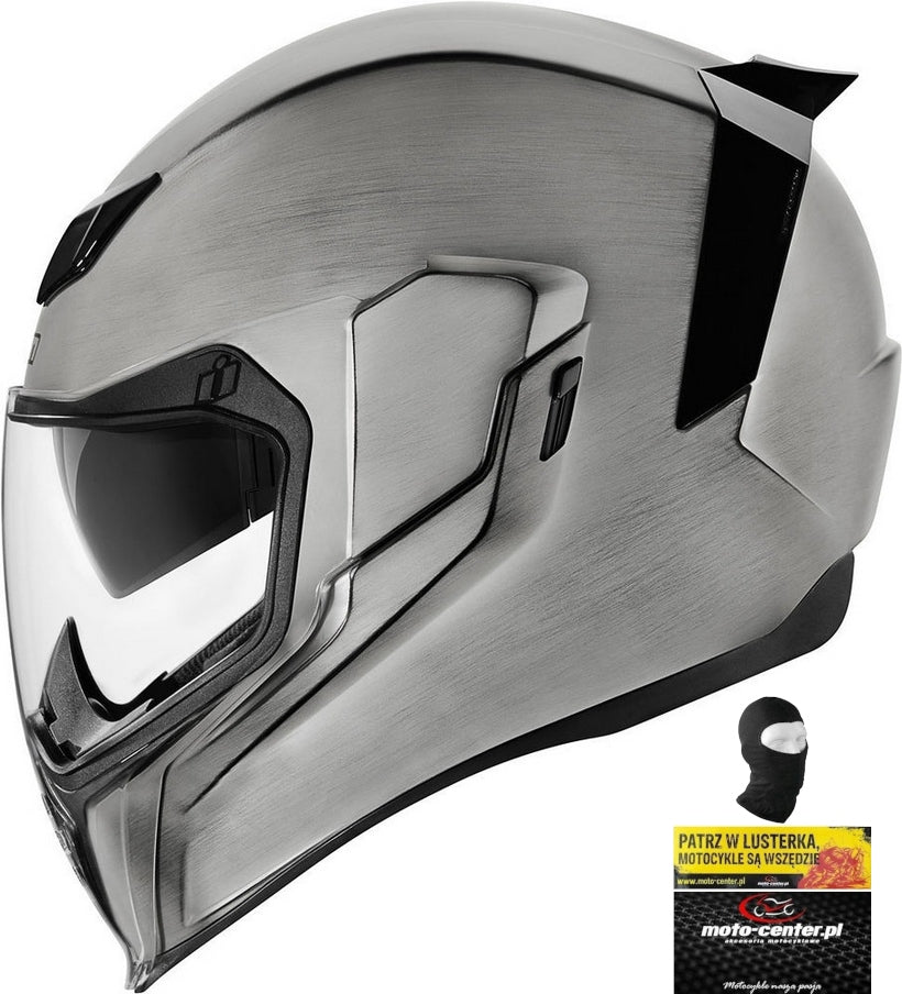 MOTORCYCLE HELMET INTEGRAL ICON AIRFLITE QUICK SILVER DOT r.M 3xGRATIS