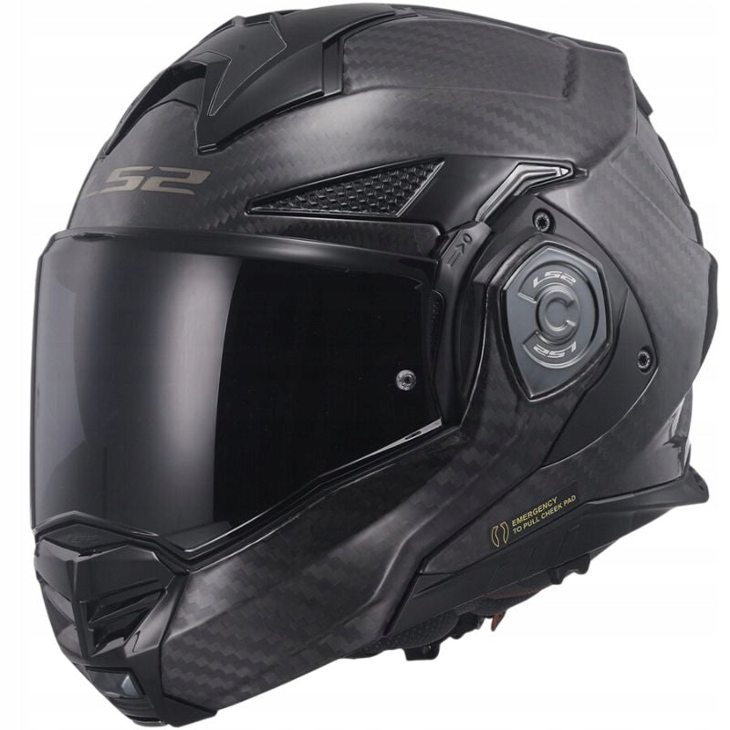 MOTORCYCLE HELMET JAW MODULAR FF901 ADVANT X CARBON SOLID BLACK XS Manufacturer LS2