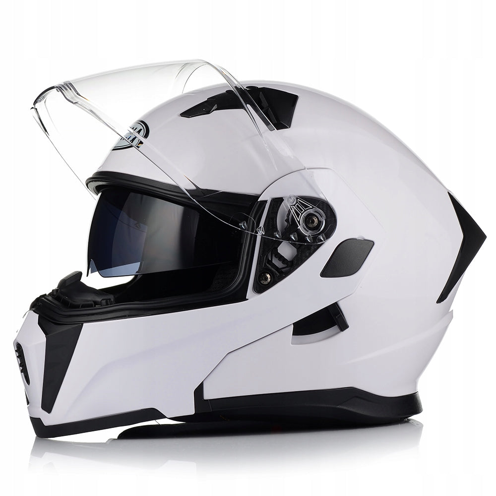 MOTORCYCLE HELMET JAW WHITE GLOSS FLIP UP 22.06 + BLEND + INTERCOM Packaging status original