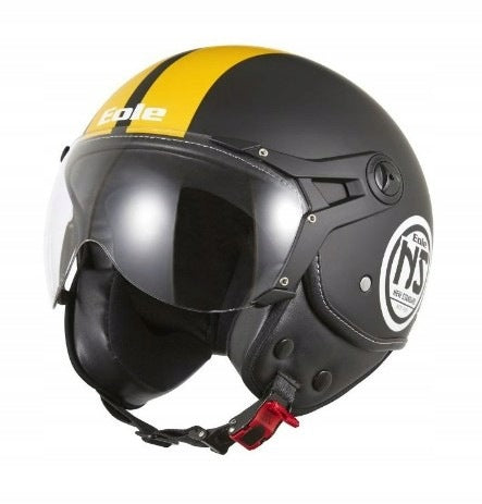 MOTORCYCLE HELMET JET NEW STANDARD EOLE r. M 57-58 CM BLACK AND YELLOW