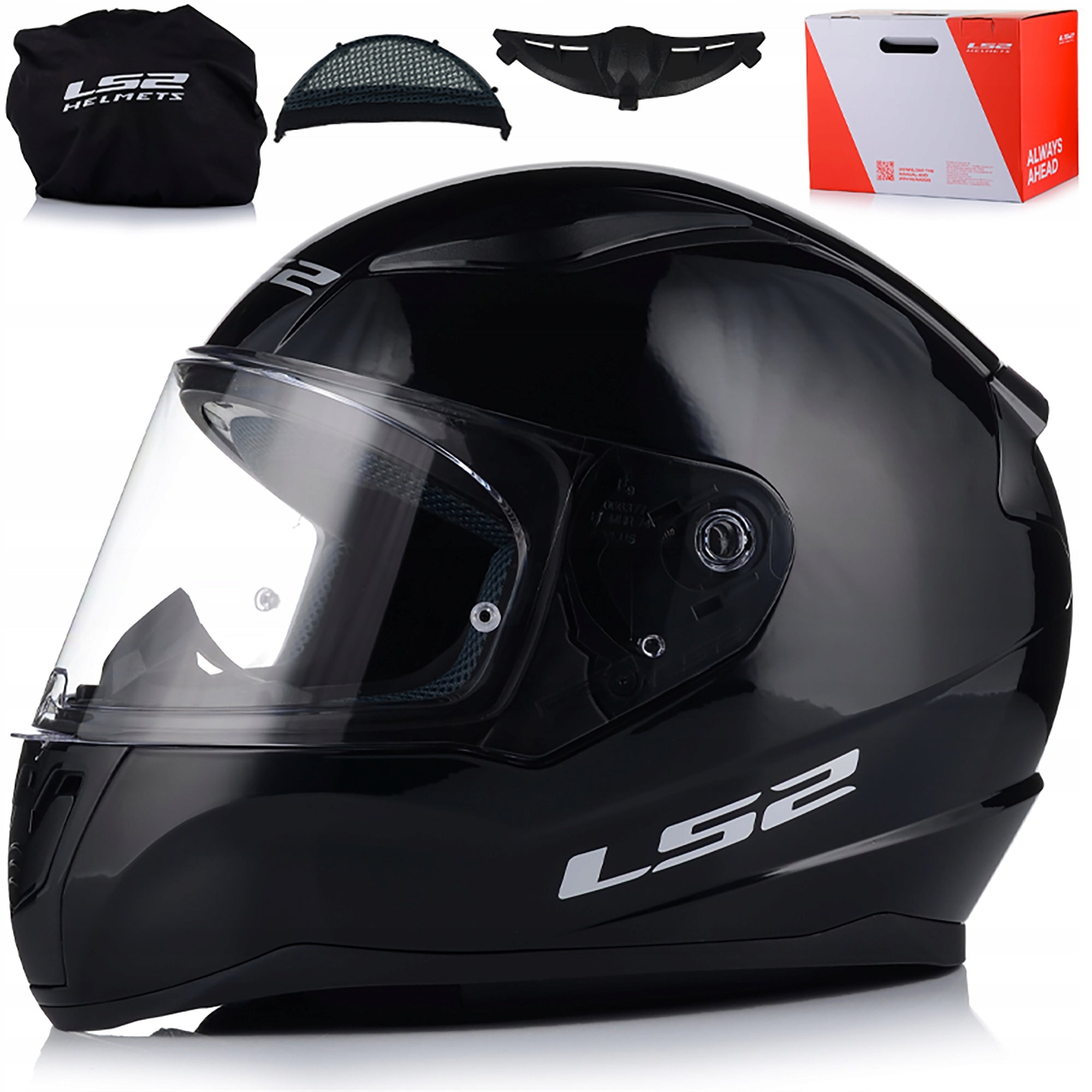 MOTORCYCLE HELMET LS2 FF353 RAPID II BLACK GLOSS PINLOCK SYSTEM ECER 22.06