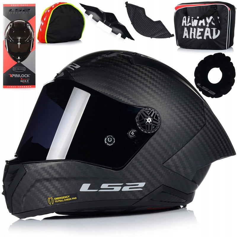 MOTORCYCLE HELMET LS2 FF805 THUNDER C GP AERO CARBON + PINLOCK + 2x GLASS