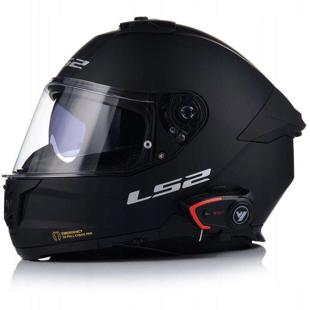 MOTORCYCLE HELMET LS2 FF808 STREAM II BLACK MAT BLEND + BLUETOOTH INTERCOM Manufacturer's catalog number AK1680810112 + VITO V80