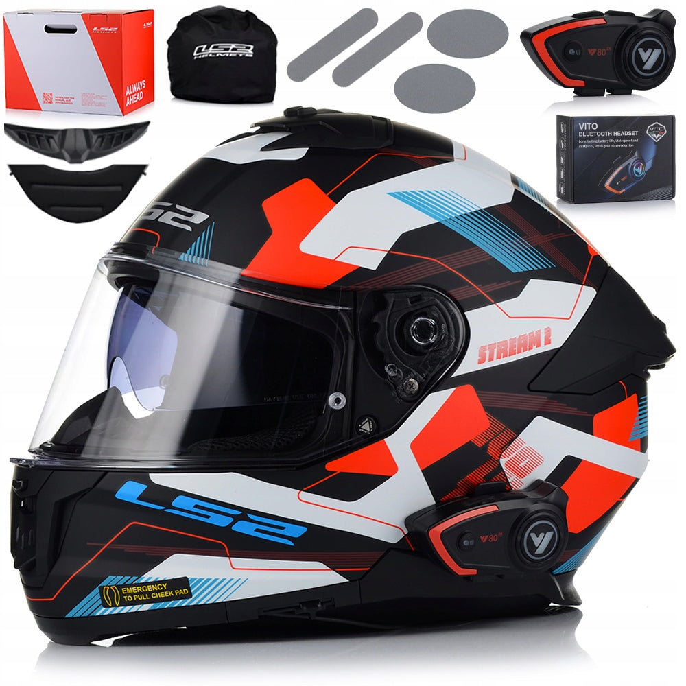 MOTORCYCLE HELMET LS2 FF808 STREAM MICA PINLOCK SYSTEM + BLEND + INTERCOM