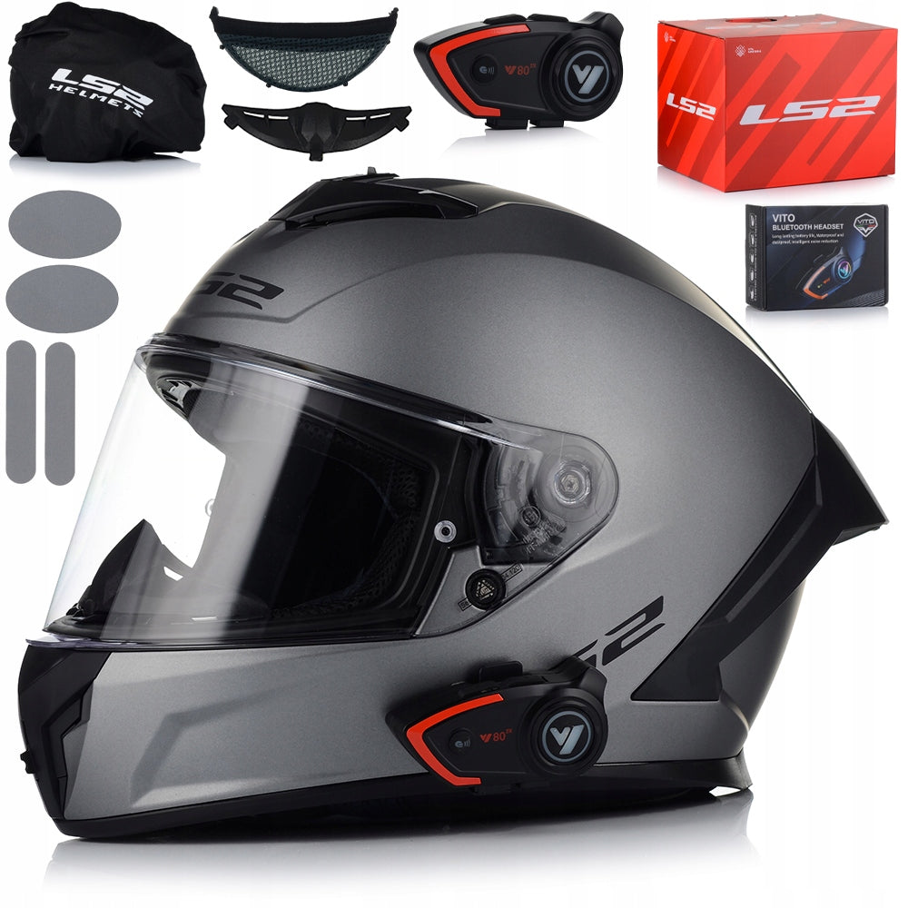 MOTORCYCLE HELMET LS2 FF820 RAPID III PINLOCK SYSTEM ECER 22.06 + INTERCOM