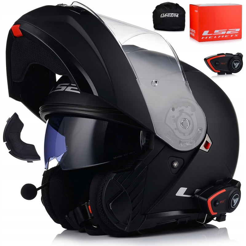 MOTORCYCLE HELMET LS2 FF908 JAW BLACK MATT + INTERCOM VITO BLUETOOTH