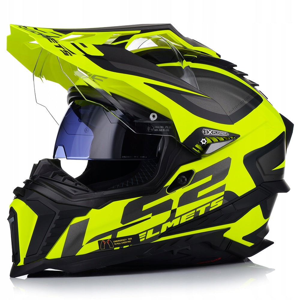 MOTORCYCLE HELMET LS2 MX701 EXPLORER ALTER FLUO MAT + PINLOCK + BLEND 22.06 Packaging status original