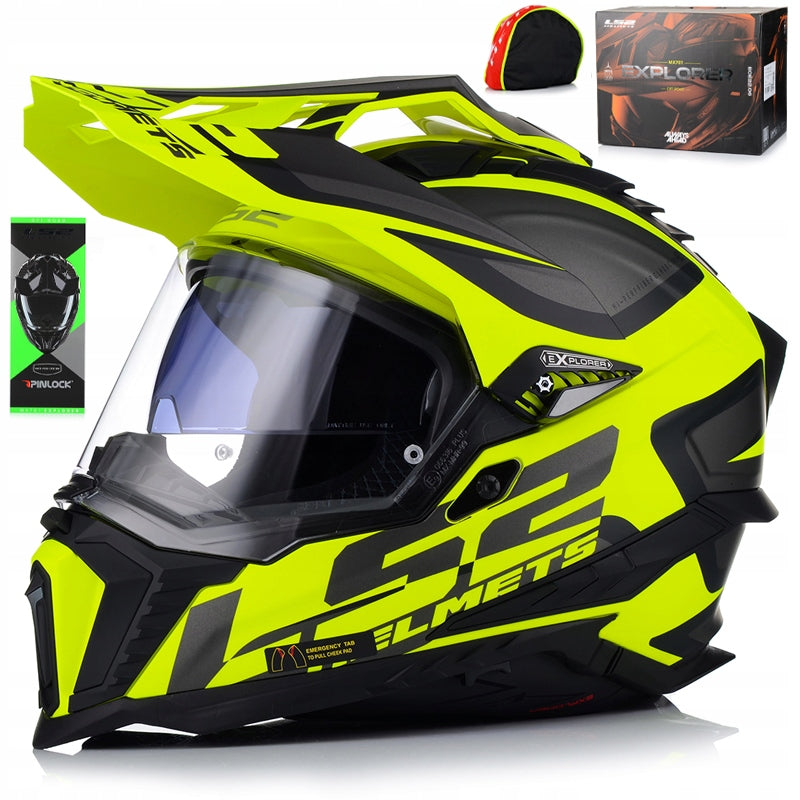 MOTORCYCLE HELMET LS2 MX701 EXPLORER ALTER FLUO MAT + PINLOCK + BLEND 22.06
