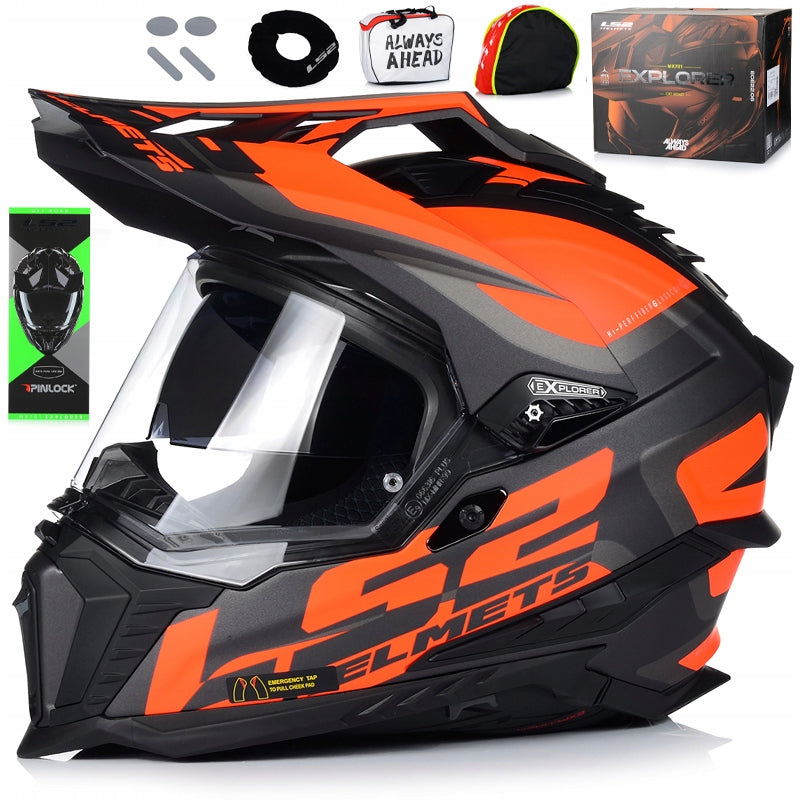 MOTORCYCLE HELMET LS2 MX701 EXPLORER CROSS QUAD ATV + PINLOCK + BLEND 22.06