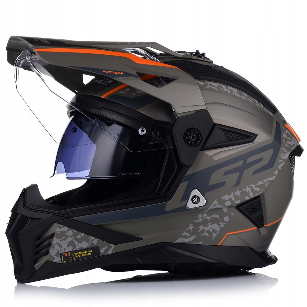 MOTORCYCLE HELMET LS2 MX702 PIONEER ENDURO CROSS QUAD ATV + GLASS + BLEND Packaging status original