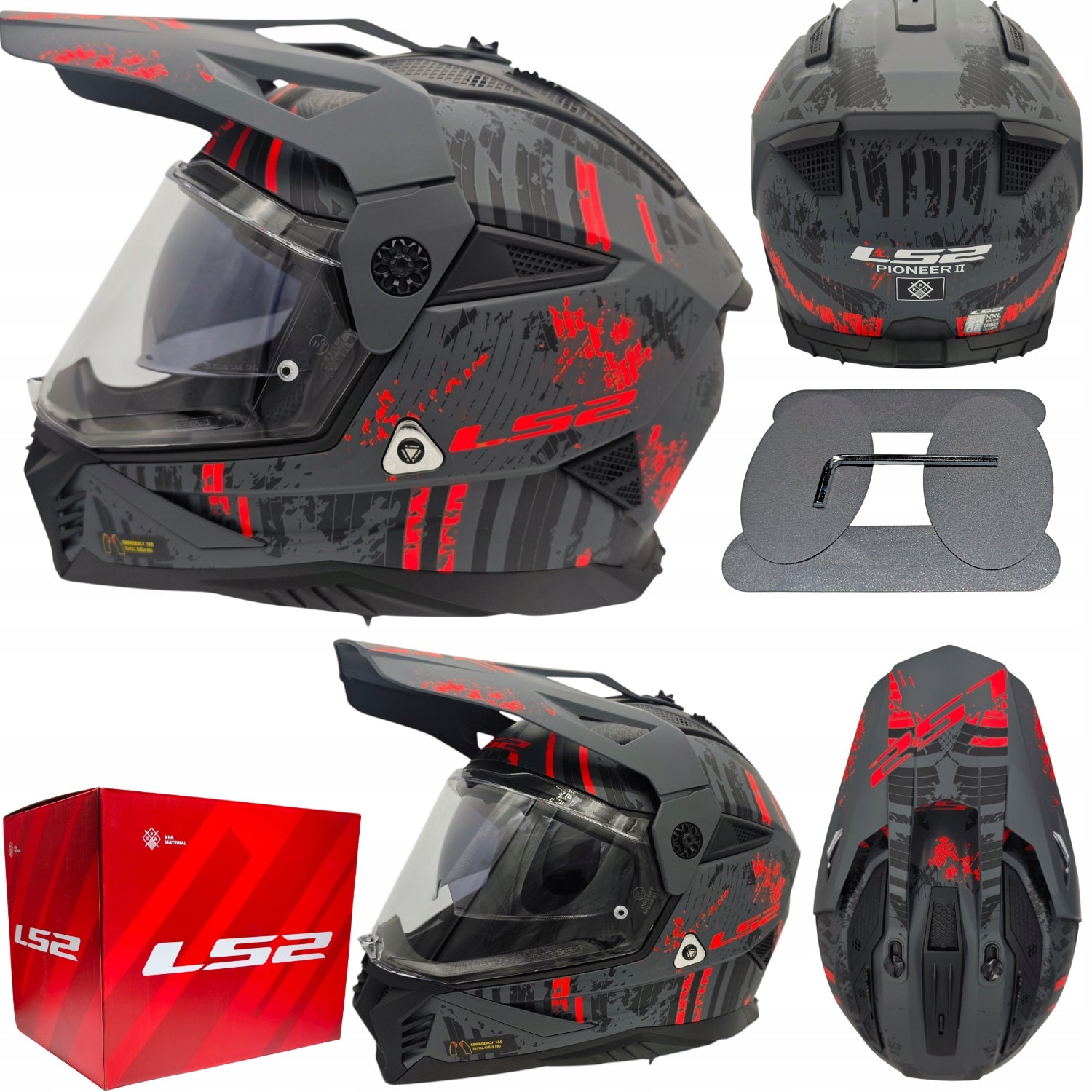 MOTORCYCLE HELMET LS2 MX702 PIONEER II ENDURO CROSS QUAD GLASS + BLENDA L