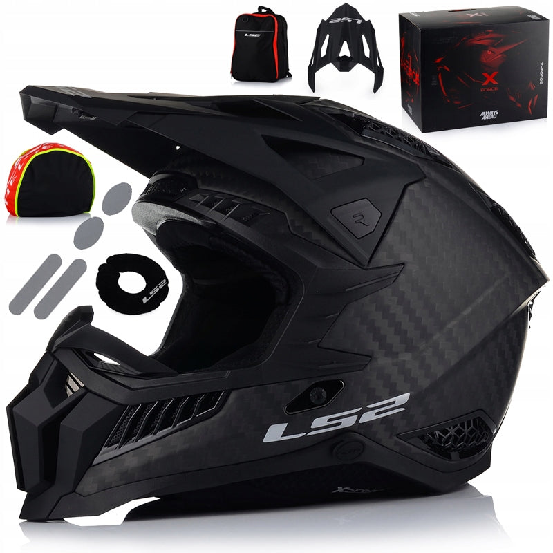 MOTORCYCLE HELMET LS2 MX703 CARBON X-FORCE MATT ENDURO CROSS QUAD ATV