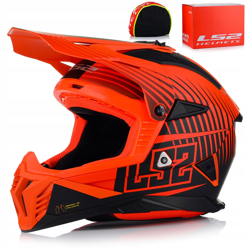 MOTORCYCLE HELMET LS2 MX708 FAST II DUCK FLUO LIGHT ENDURO CROSS QUAD ATV