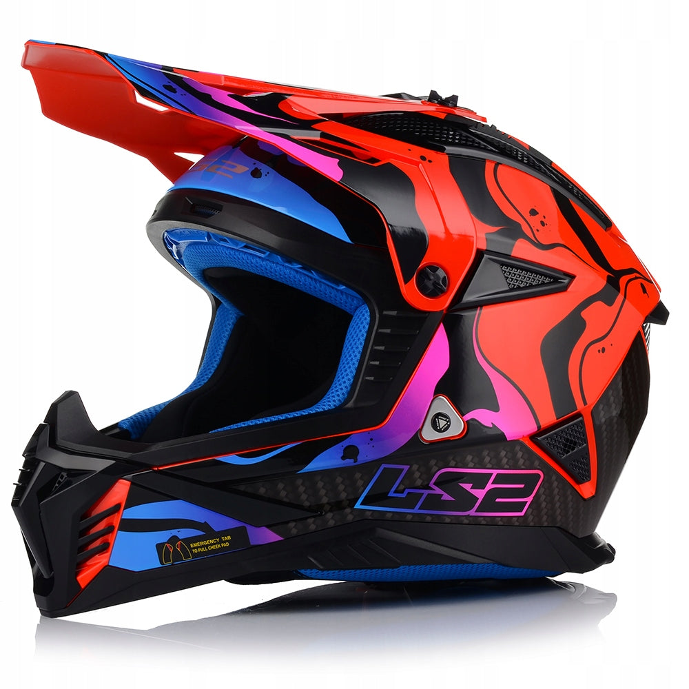 MOTORCYCLE HELMET LS2 MX708 FAST II WASH RED LIGHT ENDURO CROSS QUAD ATV Size XXXL