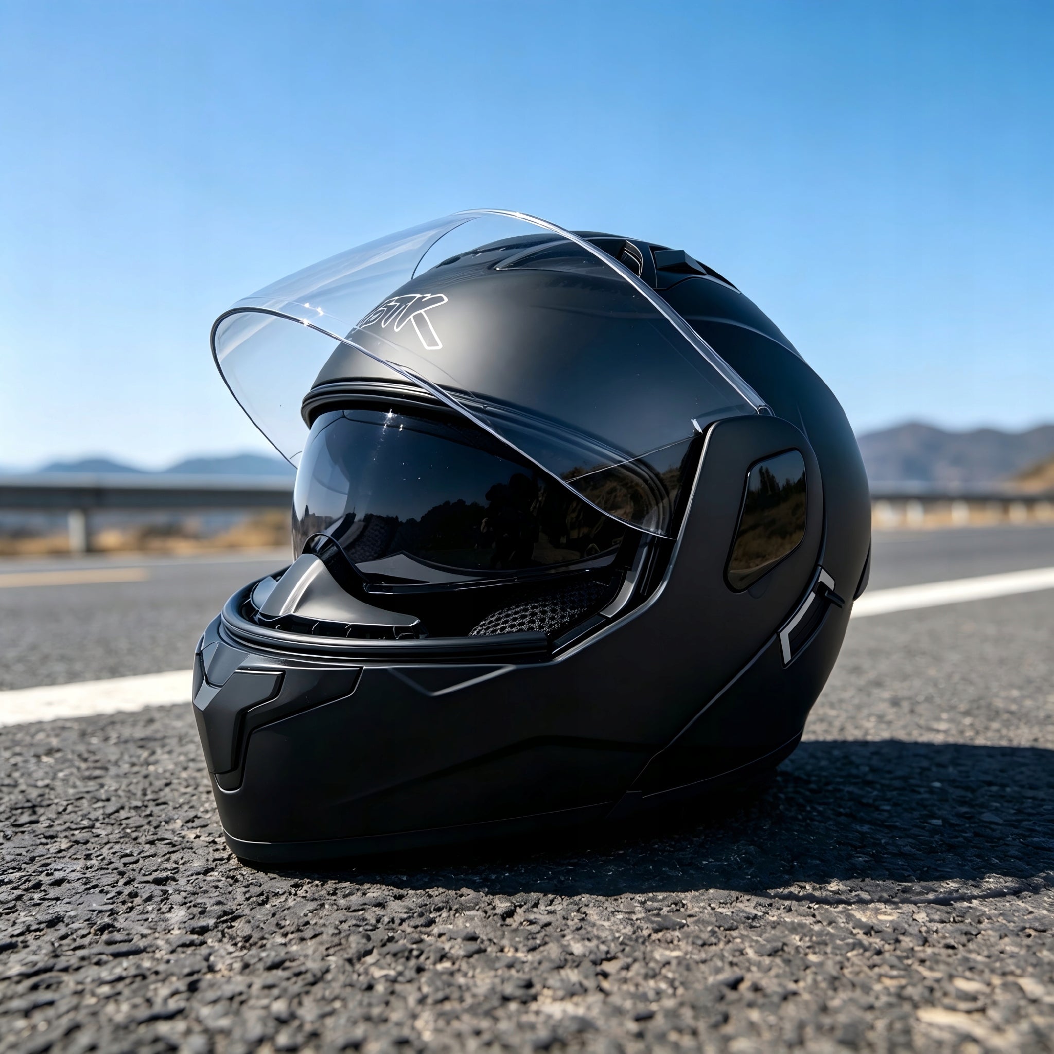 MOTORCYCLE HELMET MATT BLACK MODULAR HELMET SIZE M (57-58CM) Packaging status original